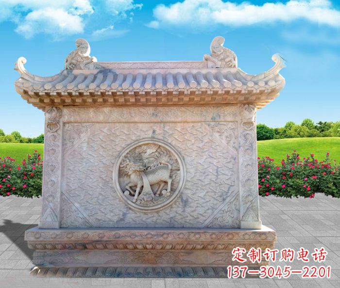 大连石浮雕麒麟庭院影壁