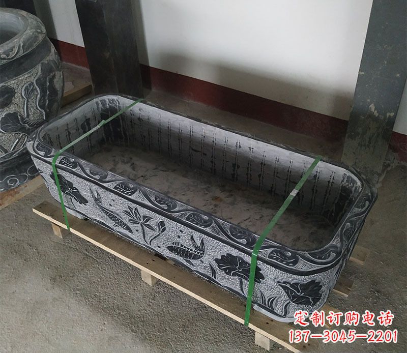 大连石浮雕鱼缸仿古鱼缸石雕