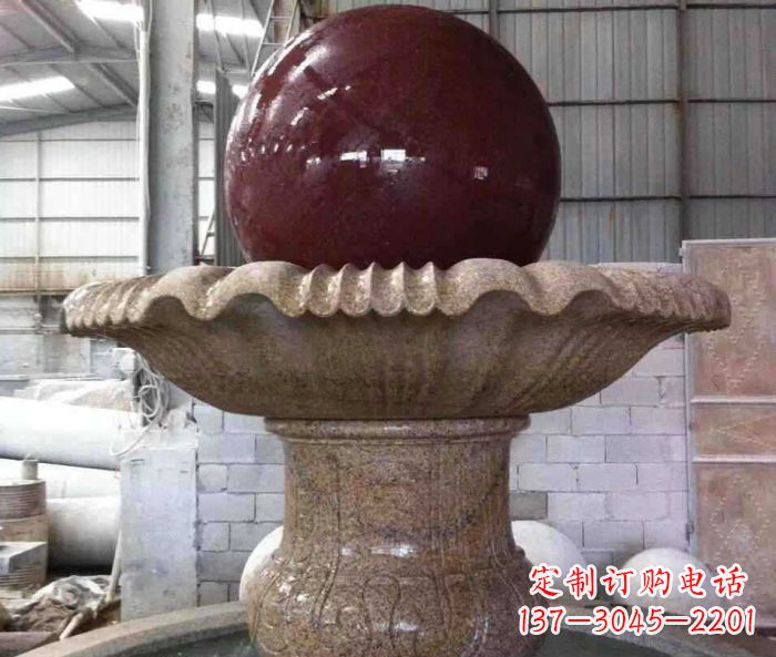 大连石来运转小型风水球喷泉石雕 (2)
