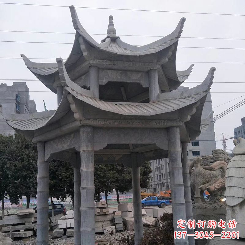 大连双层八角石雕凉亭