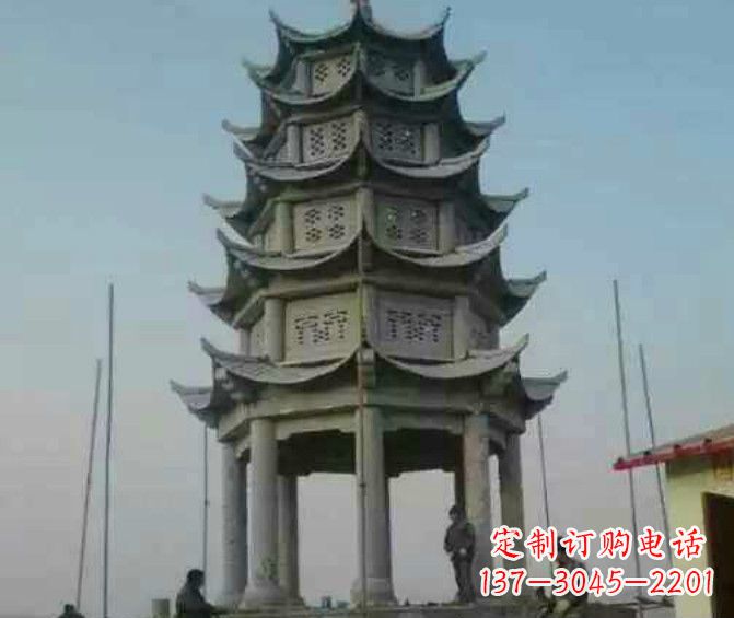 大连双层大理石凉亭石雕 (2)
