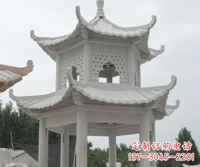 大连双层大理石凉亭石雕