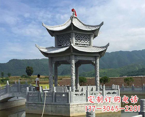 大连双层仿古凉亭石雕_1