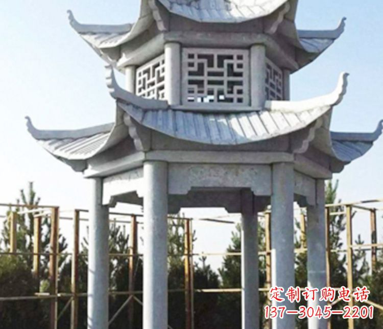大连双层仿古石凉亭石雕_2