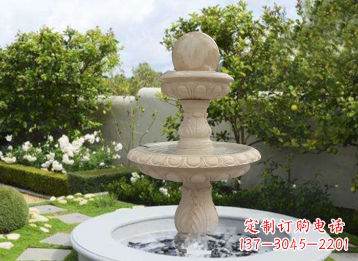 大连双层风水球喷泉别墅石雕