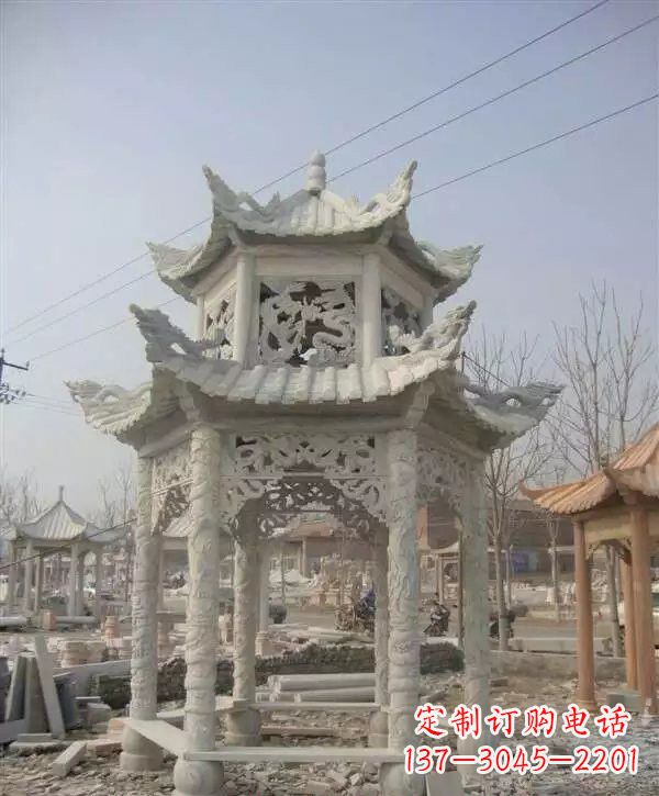 大连双层凉亭石雕