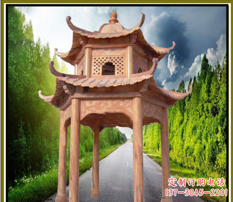 大连双层凉亭园林石雕