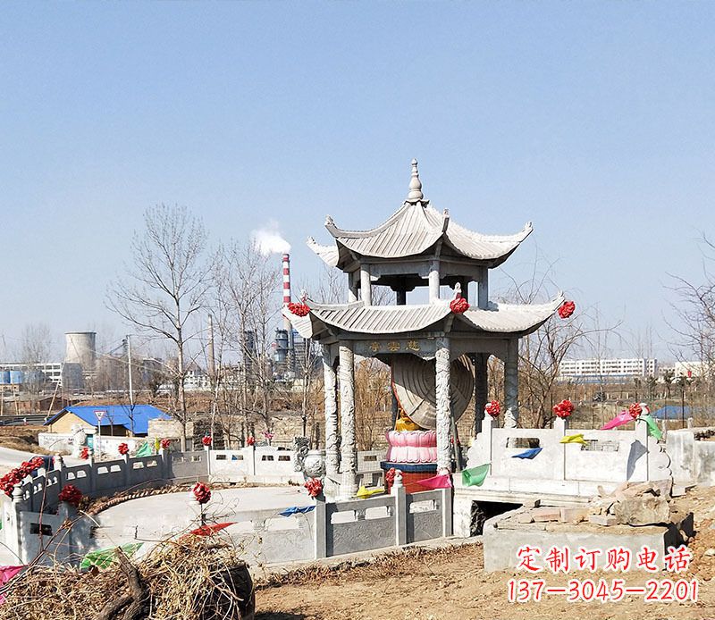 大连双层石凉亭石雕 (2)