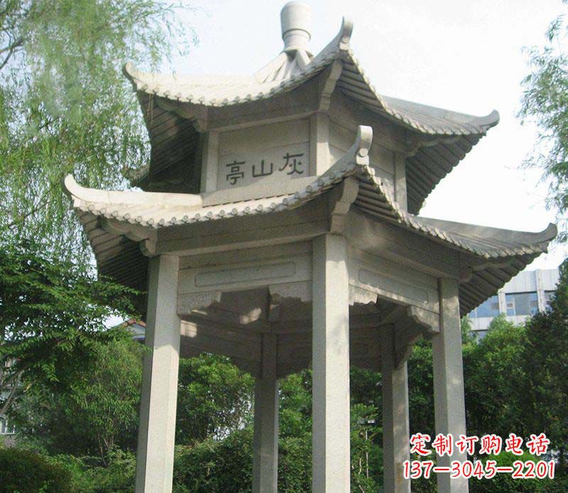 大连双层石凉亭石雕