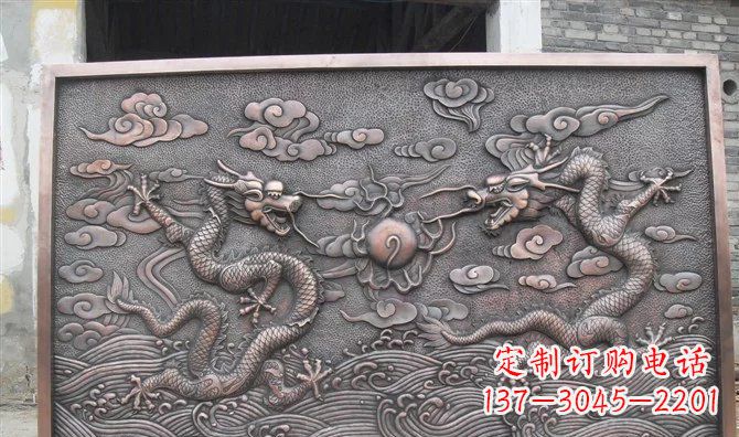 大连双龙戏珠铸铜壁画铜浮雕