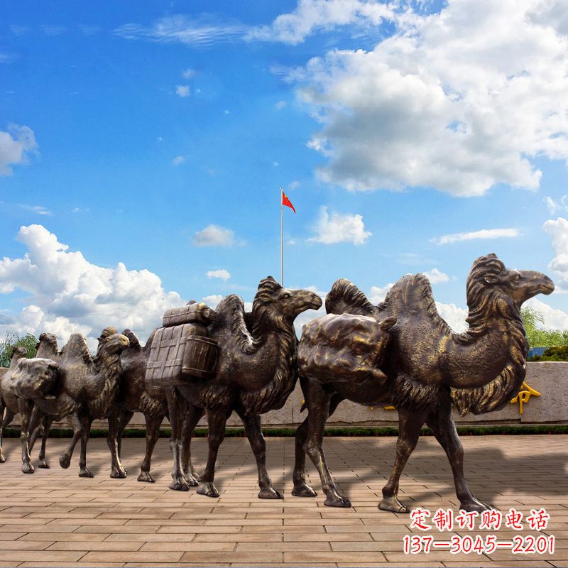 大连丝绸之路骆驼队仿铜景观雕塑