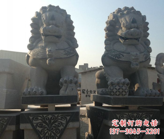 大连寺庙景观仿古石狮子 (2)