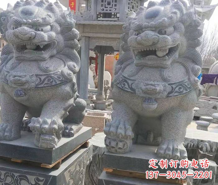 大连寺庙景观仿古石狮子 (3)