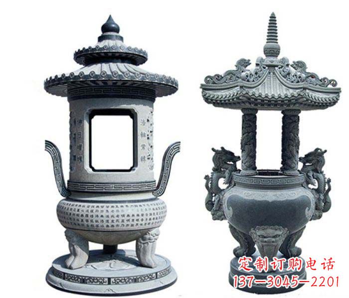 大连寺庙景观仿古香炉石雕