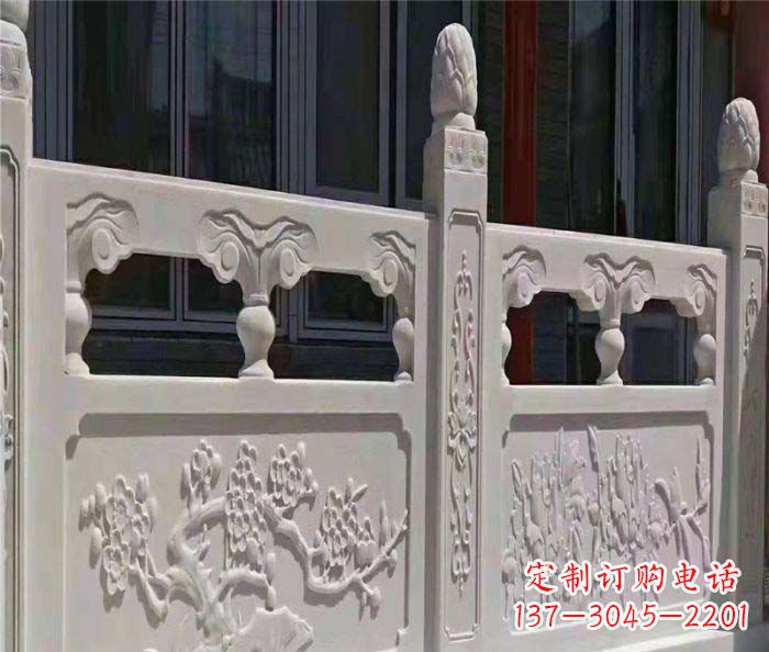 大连寺庙景观汉白玉石浮雕栏板 (2)