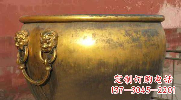 大连寺庙水缸铜雕 (2)