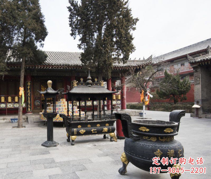 大连寺庙铜香炉铜雕