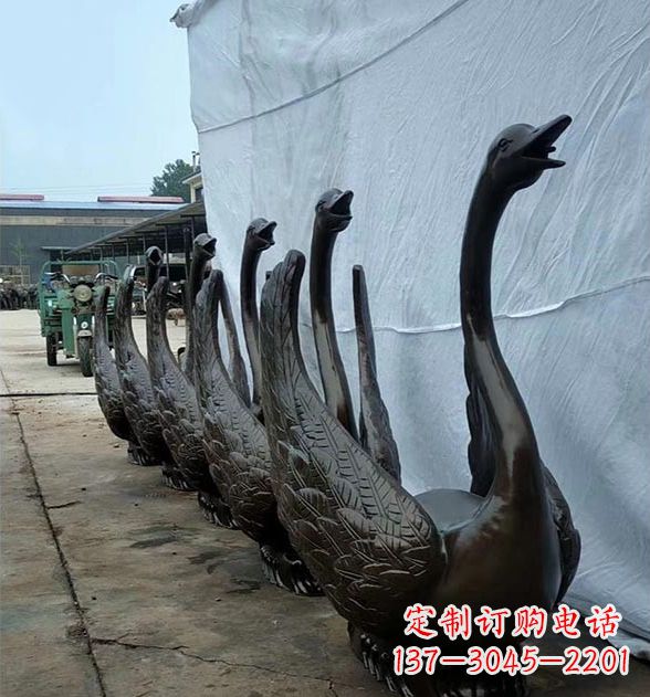 大连天鹅喷泉铜雕,园林喷泉水景流水组件