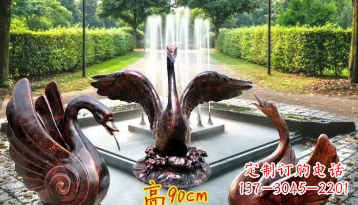 大连天鹅喷泉铜雕塑