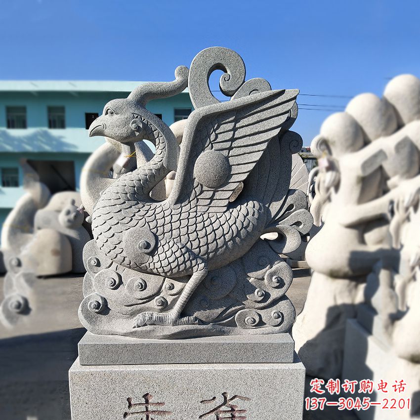 大连天之四灵之朱雀神鸟砂岩石雕塑