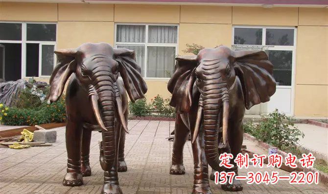 大连铜雕大象公司门口动物雕塑