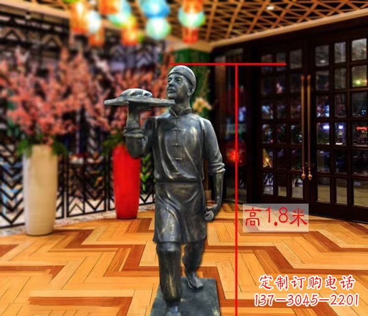 大连铜雕店小二人物雕塑 (2)
