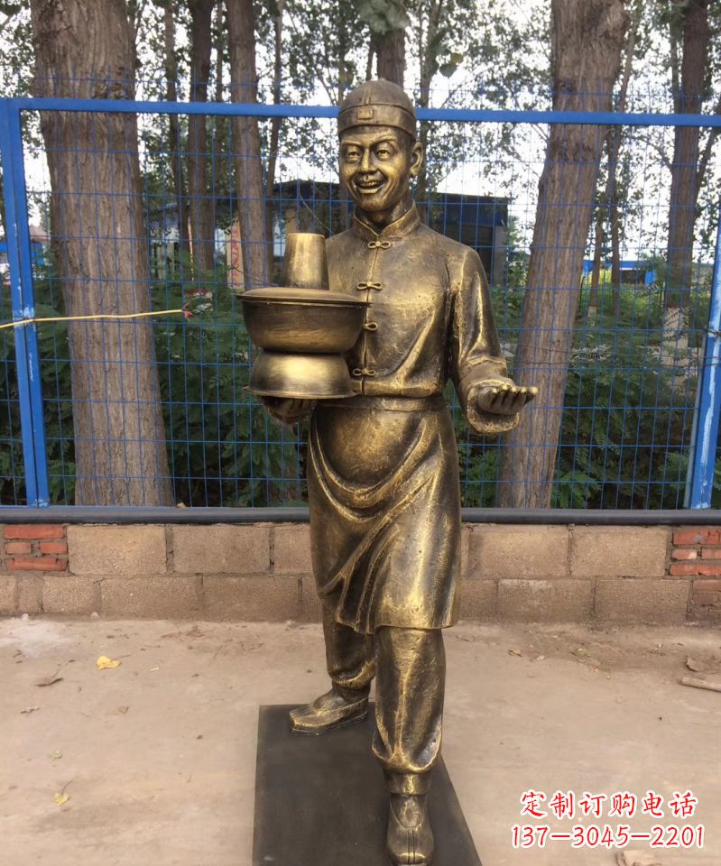 大连铜雕店小二人物雕塑