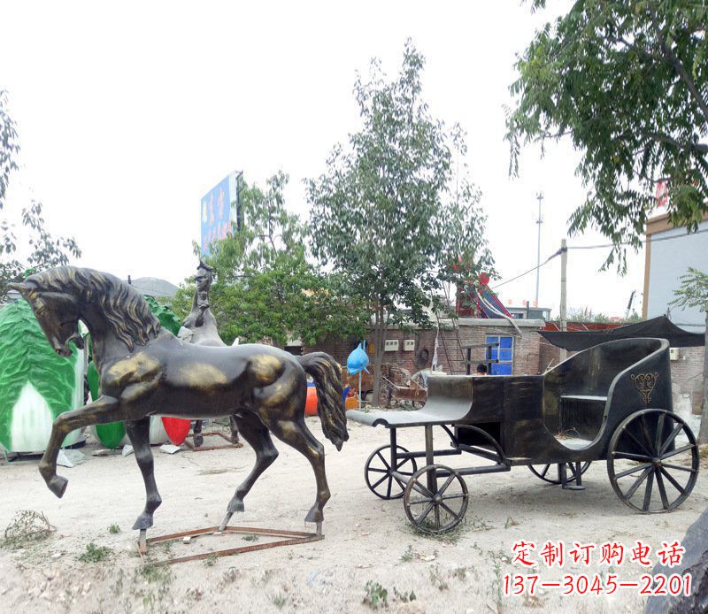 大连铜雕古代战马景观摆件