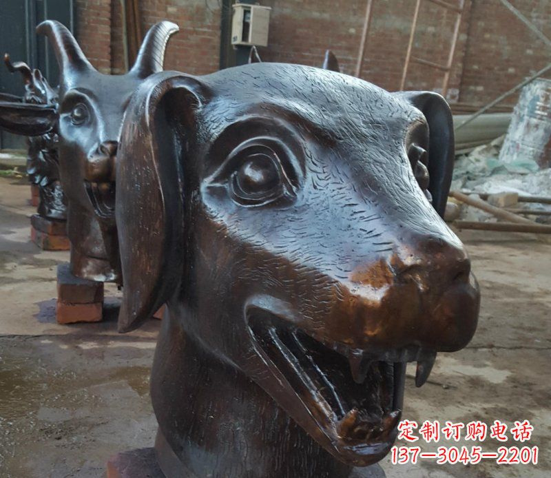 大连铜雕广场生肖动物头像装饰摆件