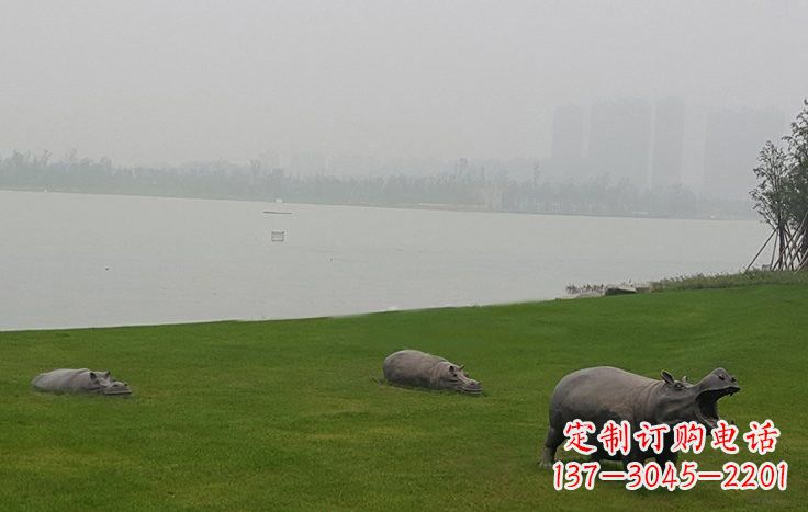 大连铜雕河马公园动物雕塑