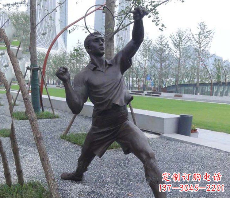 大连铜雕户外公园打羽毛球运动人物摆件