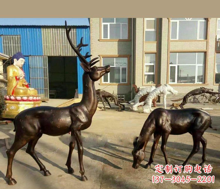 大连铜雕户外公园动物雕塑鹿摆件 (2)