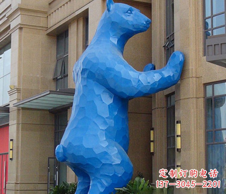 大连铜雕几何狗熊雕塑