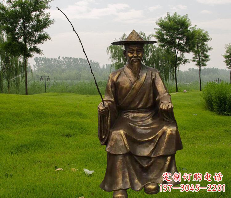 大连铜雕姜太公钓鱼