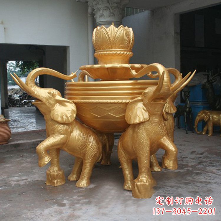 大连铜雕喷水大象雕塑