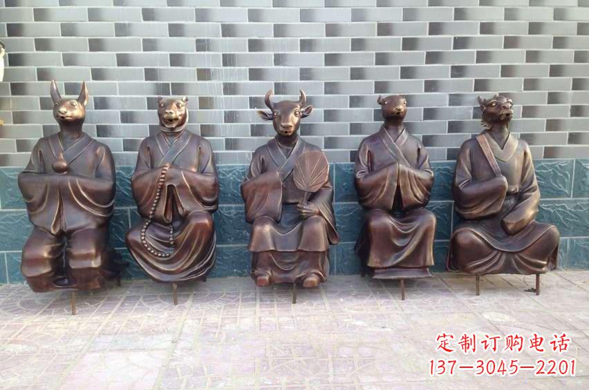 大连铜雕兽首人身十二生肖雕塑