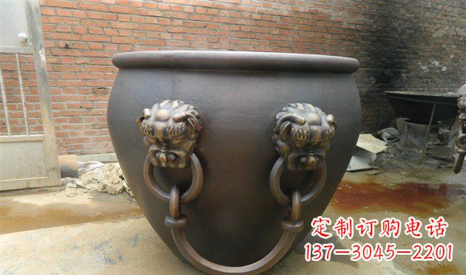 大连铜雕水缸寺庙景观雕塑_2