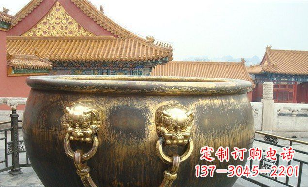 大连铜雕水缸寺庙景观雕塑 (2)