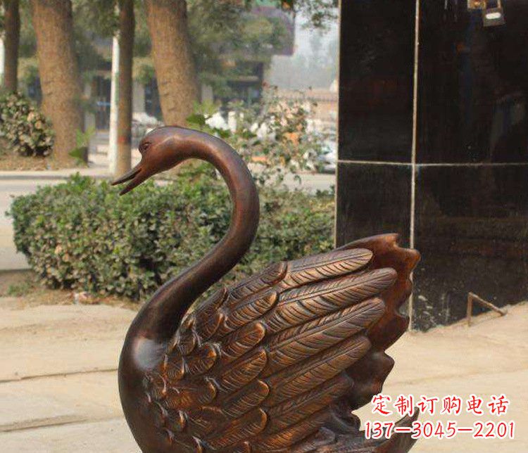 大连铜雕水景天鹅动物雕塑