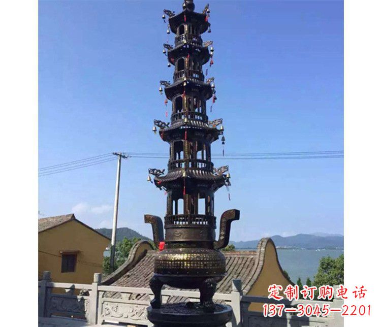 大连铜雕寺庙大型多层香炉
