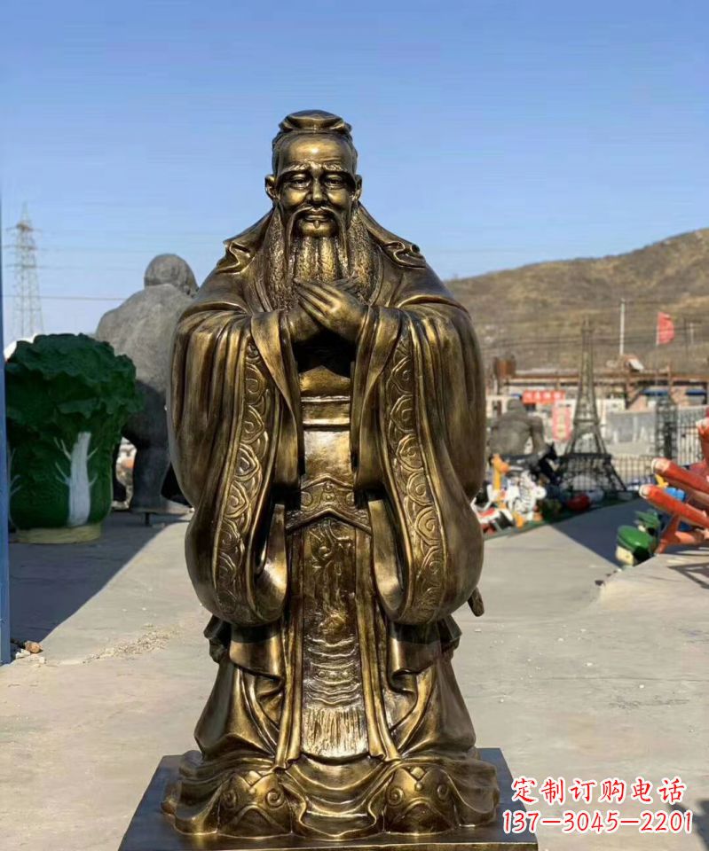 大连铜雕学校孔子人物雕塑