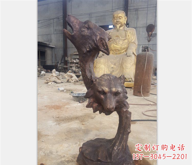 大连铜雕园林金钱豹动物雕塑