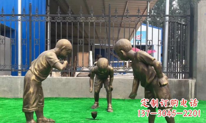 大连玩陀螺儿童铜雕