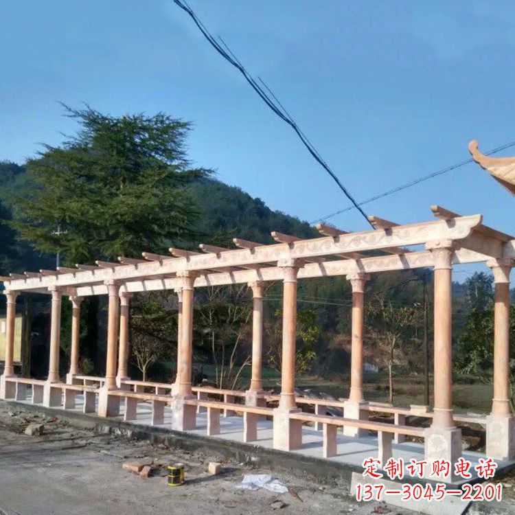 大连晚霞红花架长廊