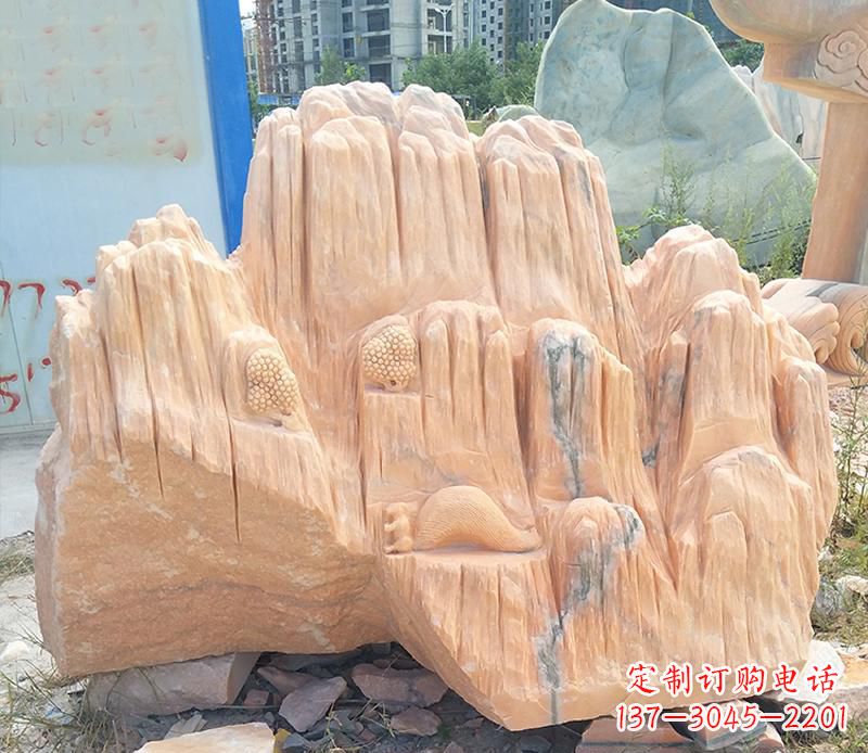 大连晚霞红景观假山雕塑