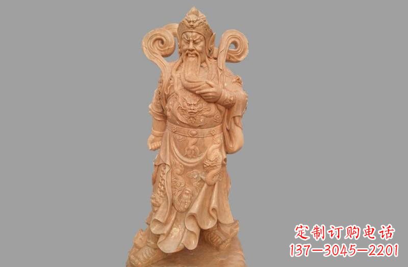 大连晚霞红武财神关公雕像