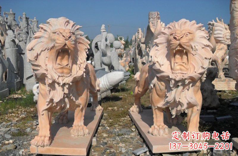 大连晚霞红西洋狮子雕塑