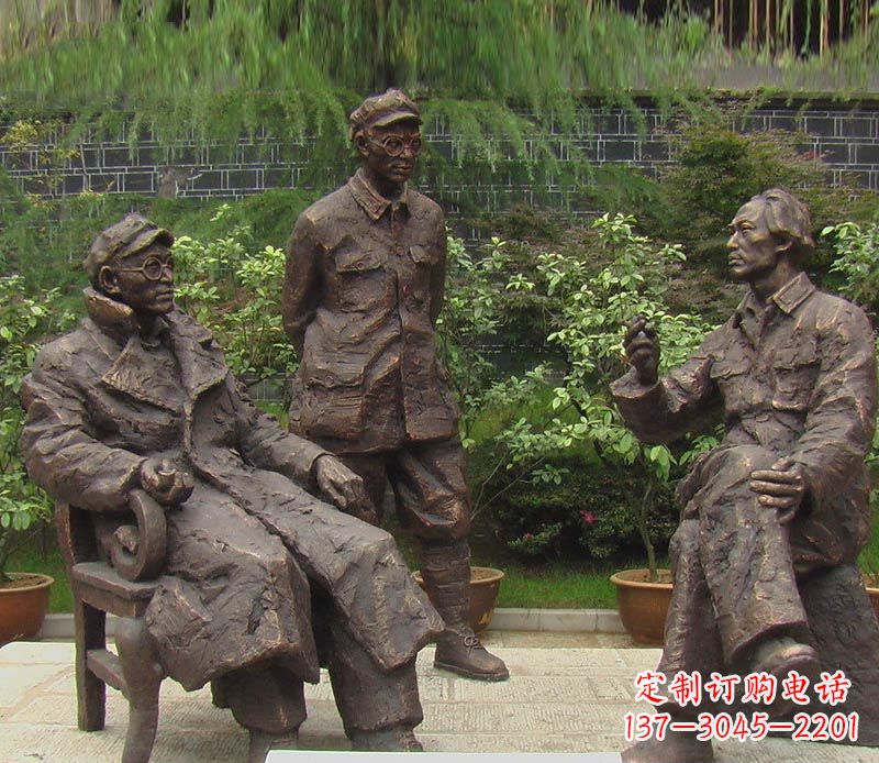 大连伟人毛泽东刘伯承铜雕