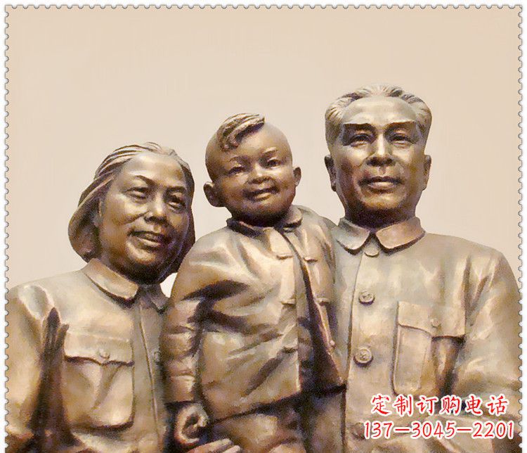 大连伟人周恩来一家铜雕