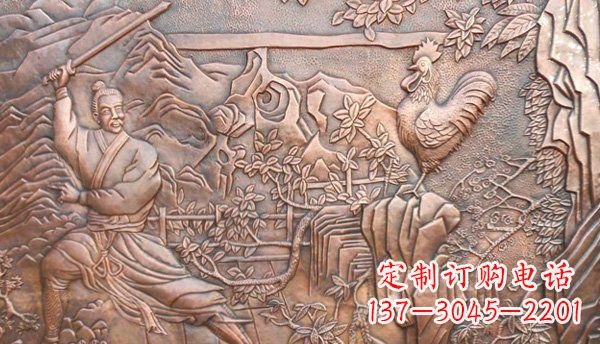 大连闻鸡起舞黄铜壁画铜浮雕